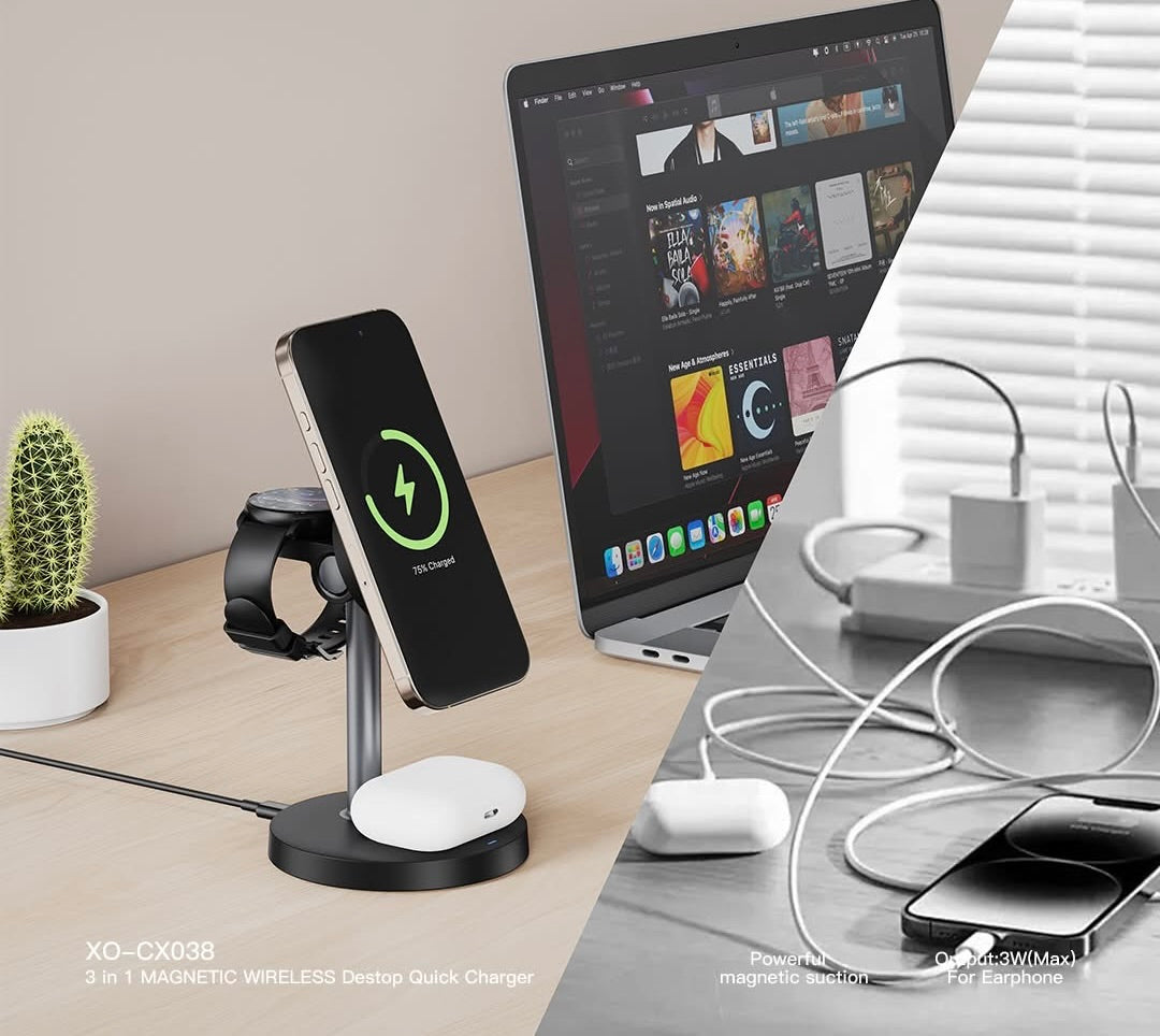 3-in-1 Magnetic Wireless Desktop Charger